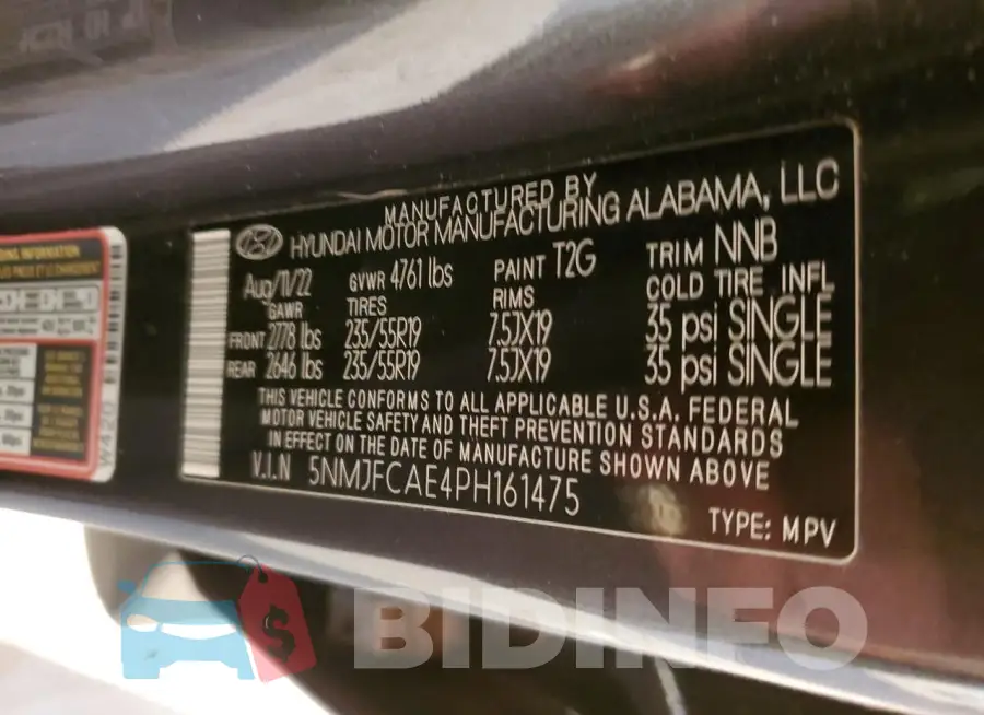 5NMJFCAE4PH161475 Photo# 12