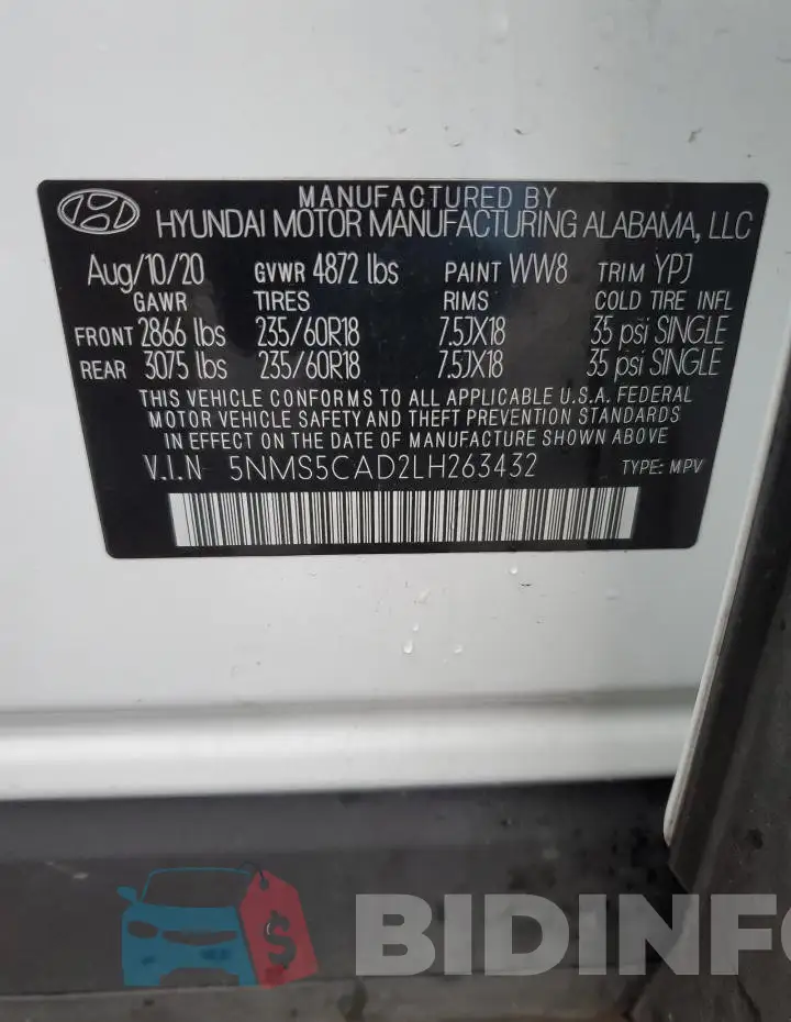 5NMS5CAD2LH263432 Photo# 14