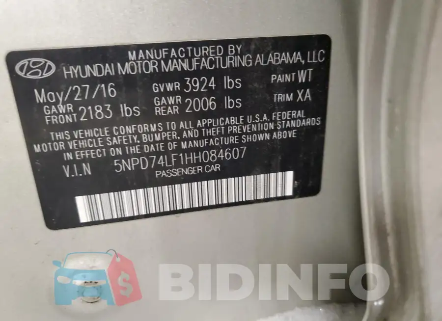 5NPD74LF1HH084607 Photo# 12