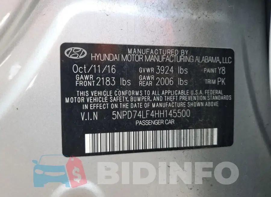 5NPD74LF4HH145500 Photo# 12