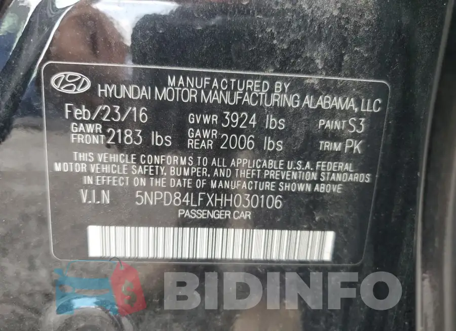 5NPD84LFXHH030106 Photo# 13