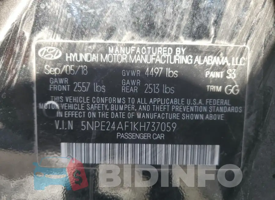 5NPE24AF1KH737059 Photo# 12