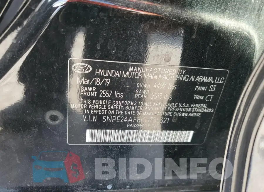 5NPE24AF8KH785321 Photo# 12