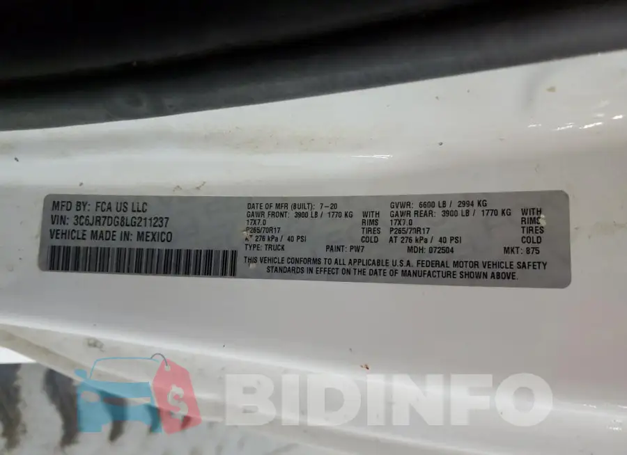 3C6JR7DG8LG211237 Photo# 13