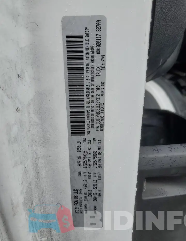 3C6TRVBG2JE127312 Photo# 13