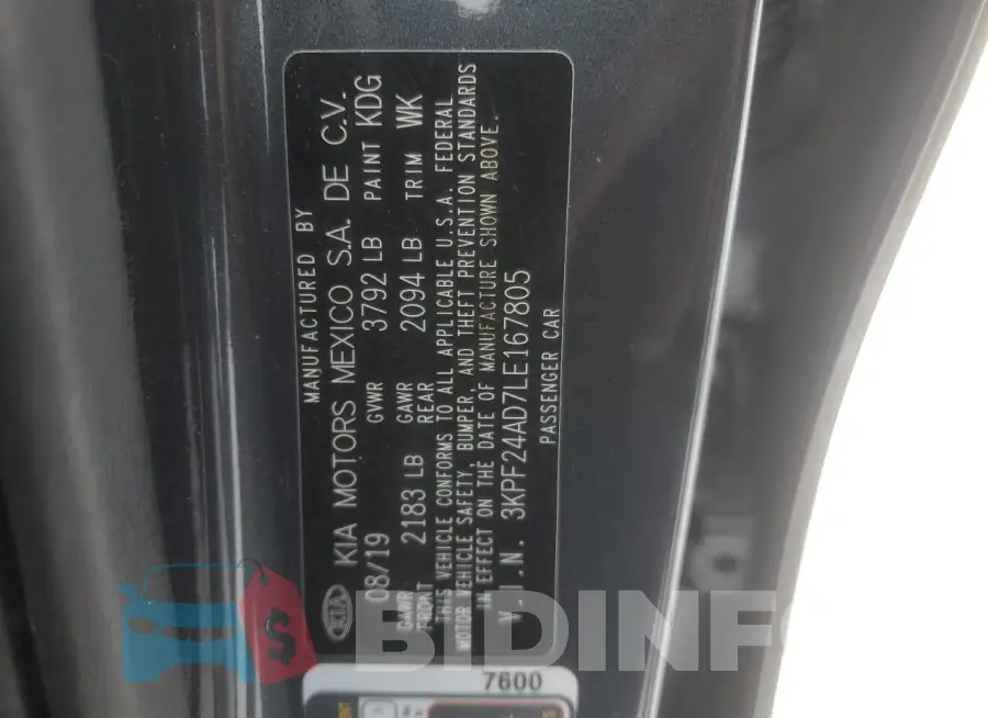 3KPF24AD7LE167805 Photo# 12