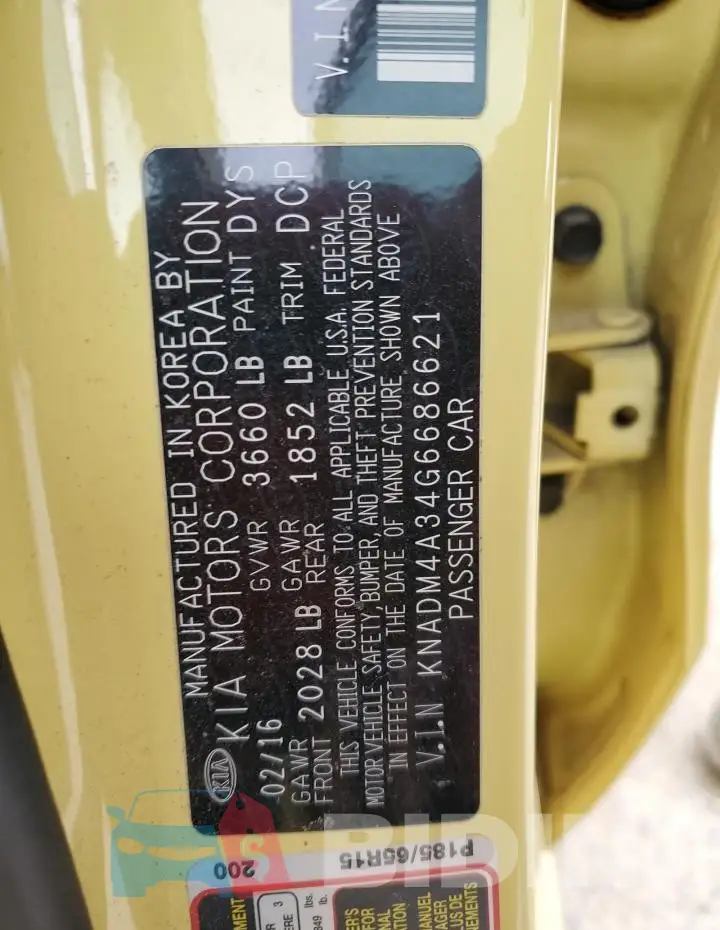 KNADM4A34G6686621 Photo# 12