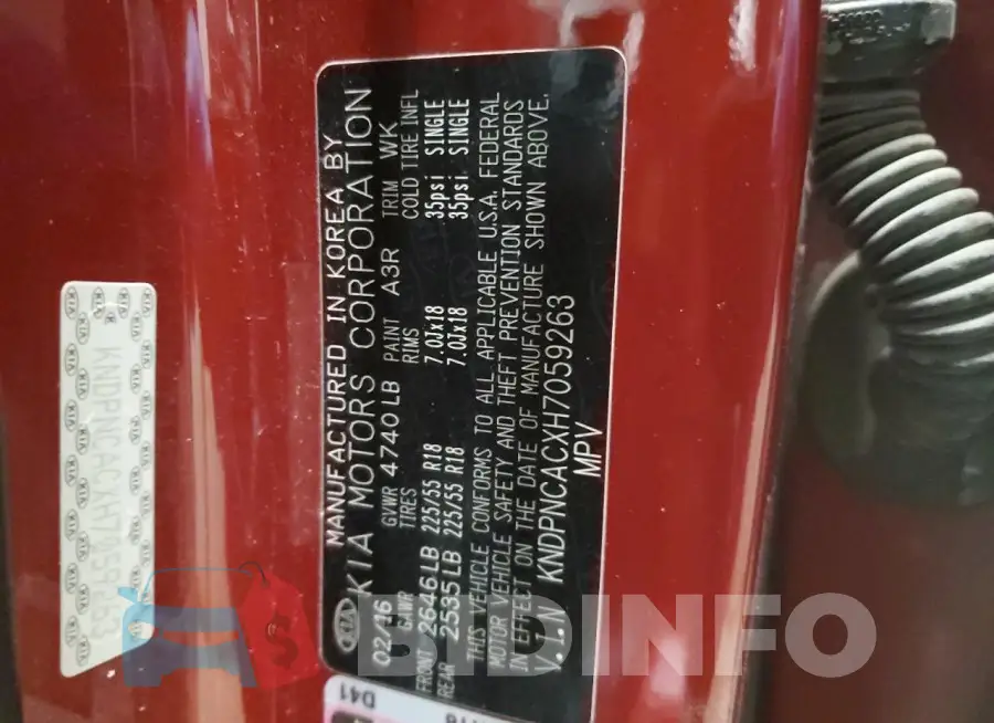 KNDPNCACXH7059263 Photo# 14