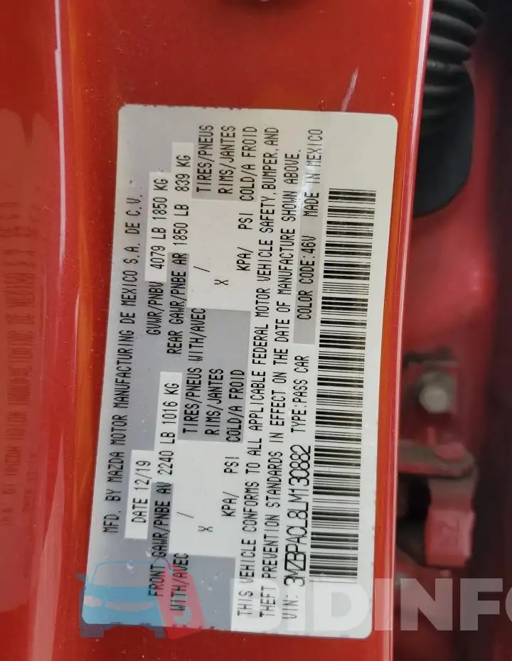 3MZBPACL8LM130882 Photo# 12