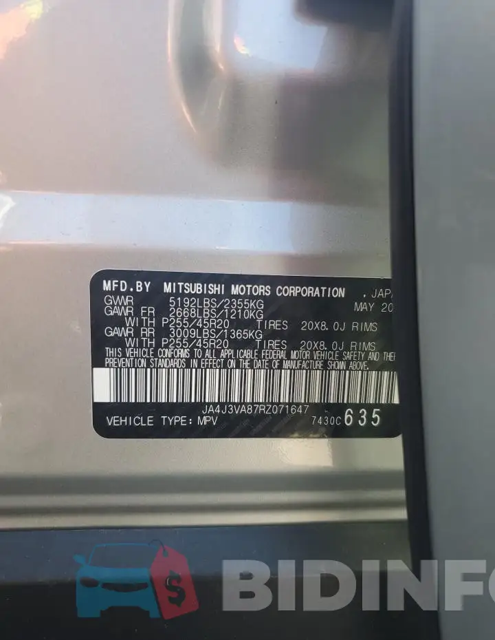 JA4J3VA87RZ071647 Photo# 13