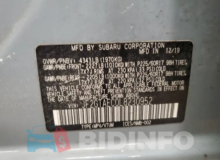 JF2GTAEC0L8230952 Photo# 14