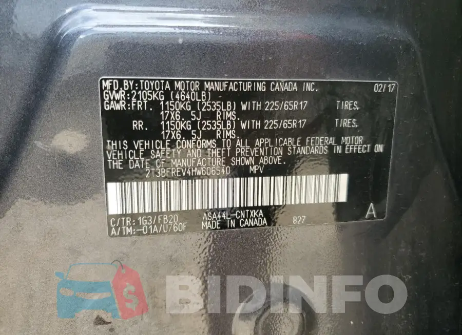 2T3BFREV4HW606540 Photo# 12
