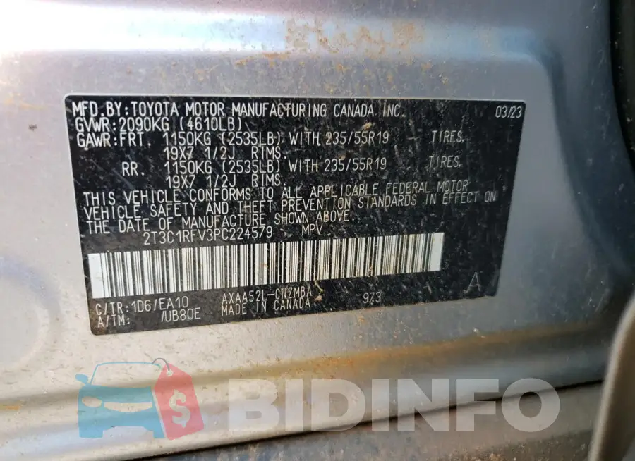 2T3C1RFV3PC224579 Photo# 13