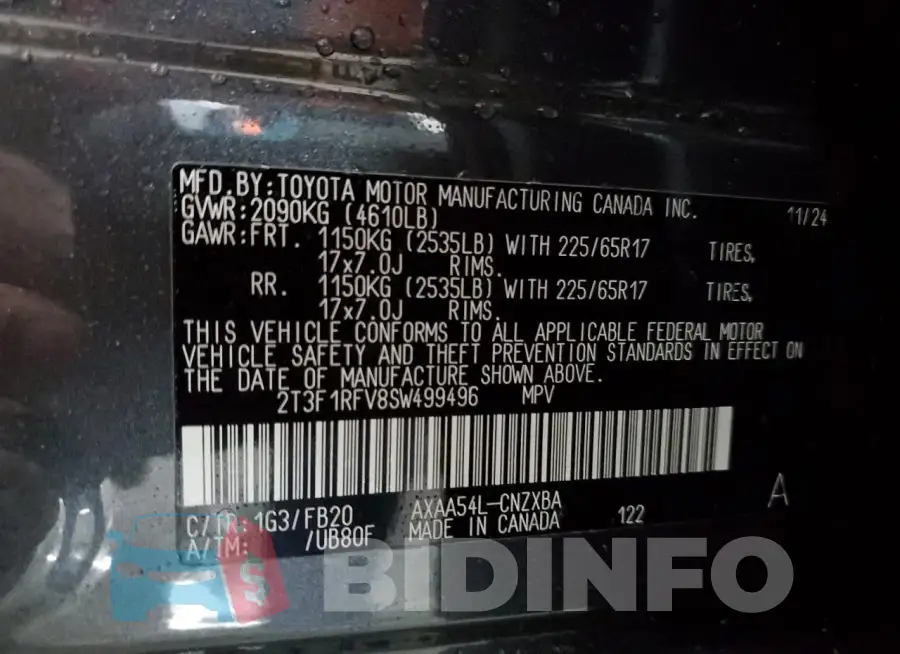 2T3F1RFV8SW499496 Photo# 13