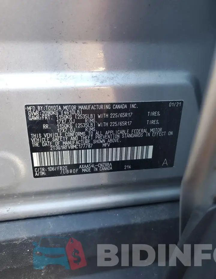 2T3G1RFV8MC177787 Photo# 13