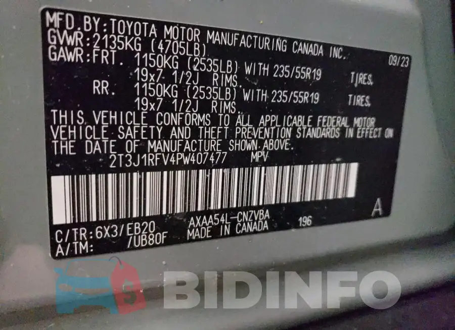 2T3J1RFV4PW407477 Photo# 14