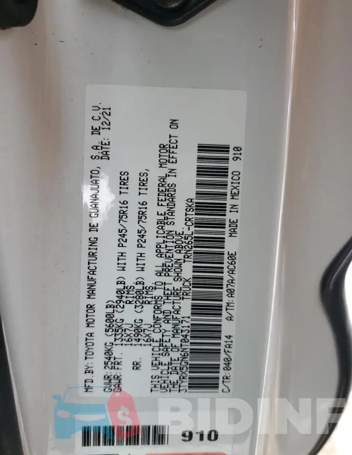 3TYRX5GN6NT043171 Photo# 13