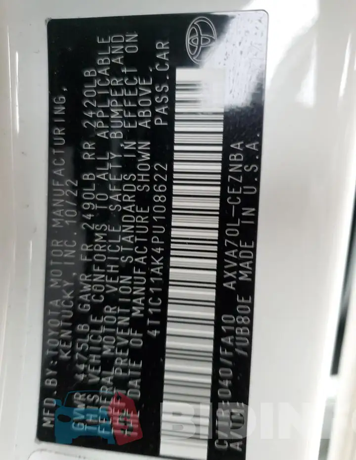 4T1C11AK4PU108622 Photo# 12