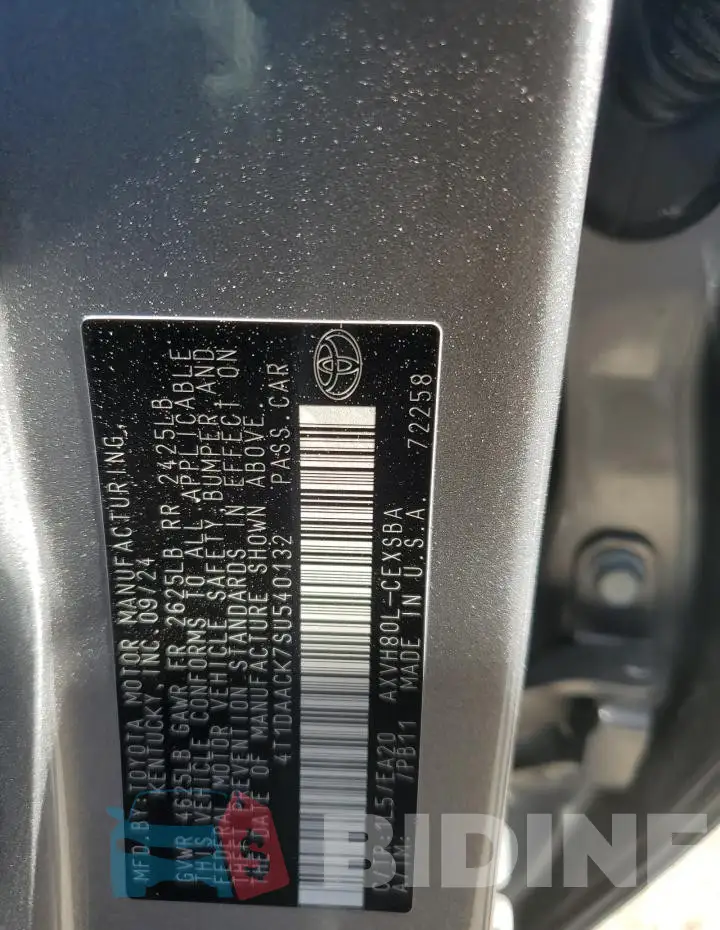 4T1DAACK7SU540132 Photo# 12