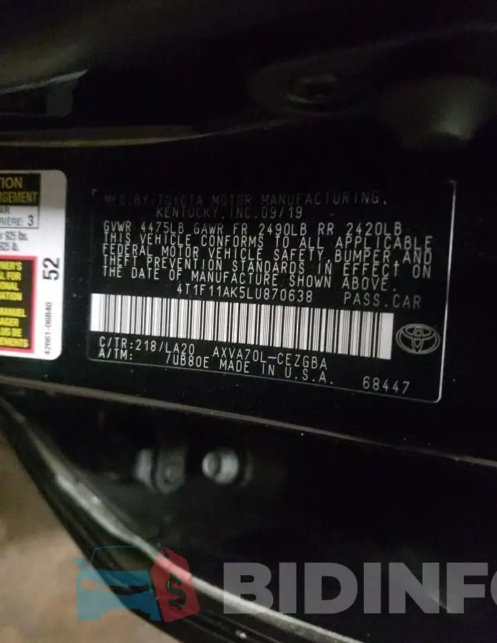 4T1F11AK5LU870638 Photo# 12