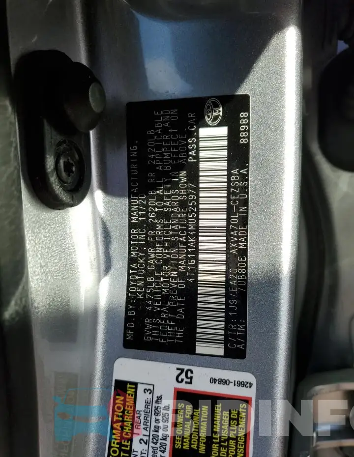 4T1G11AK4MU525977 Photo# 12