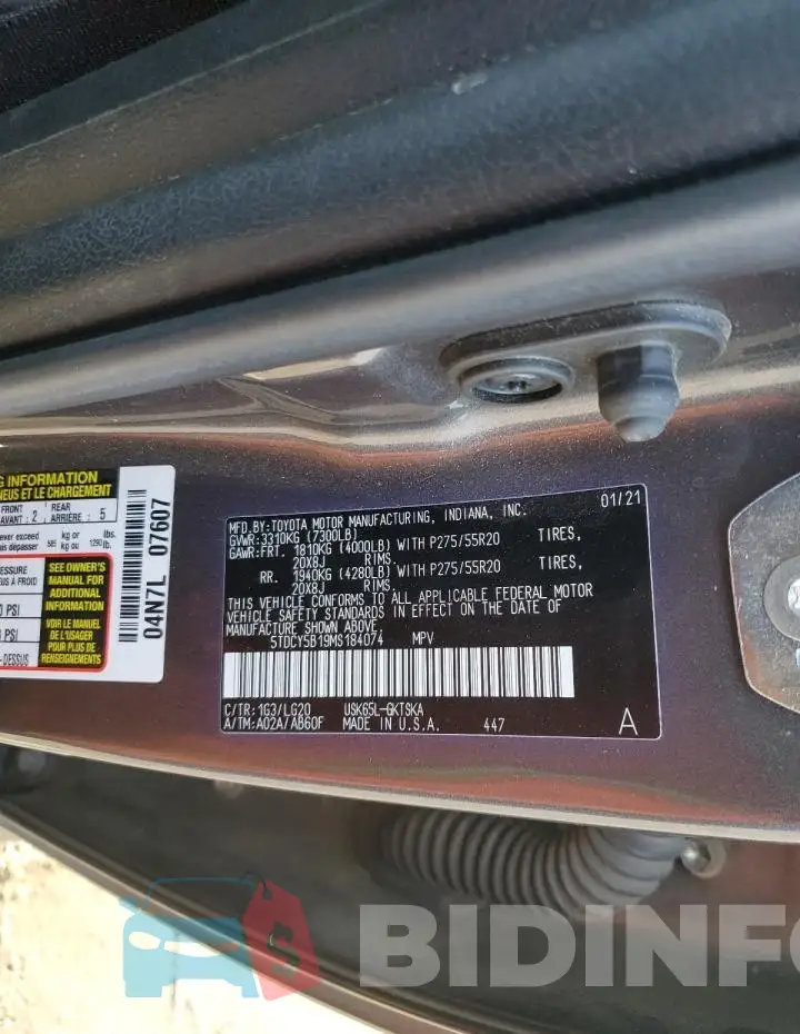 5TDCY5B19MS184074 Photo# 14
