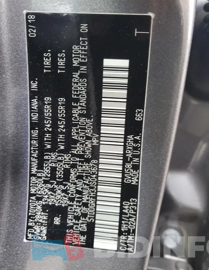 5TDDGRFH3JS043678 Photo# 13