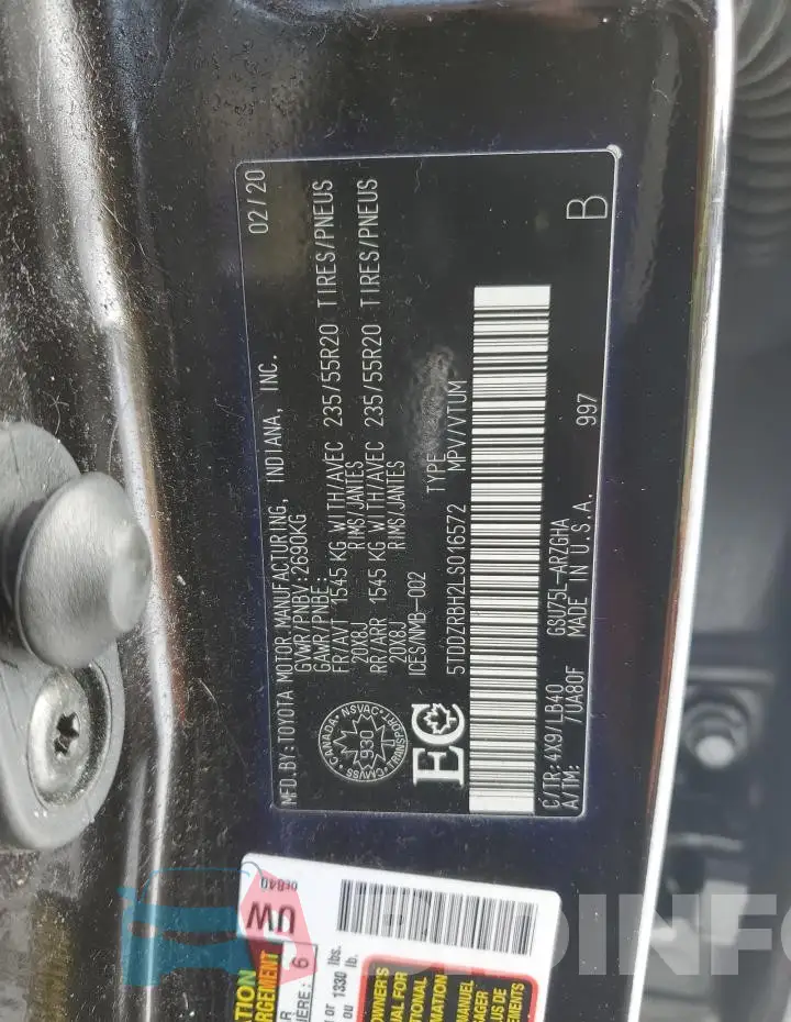 5TDDZRBH2LS016572 Photo# 14