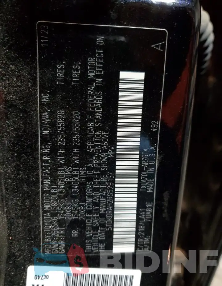 5TDKDRAH2RS529157 Photo# 13