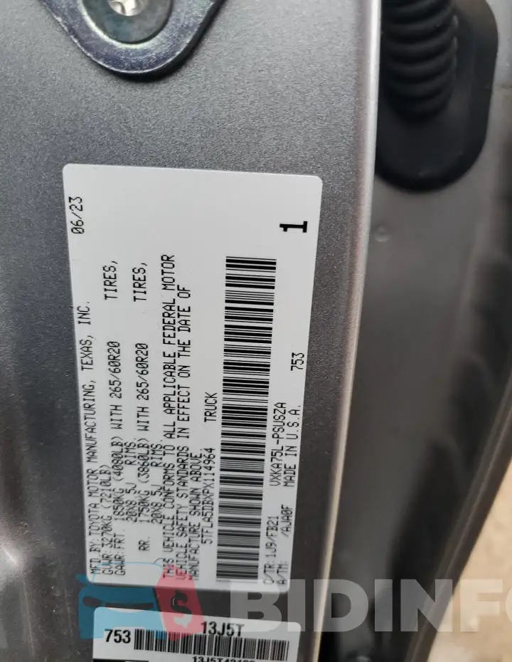5TFLA5DBXPX114964 Photo# 12