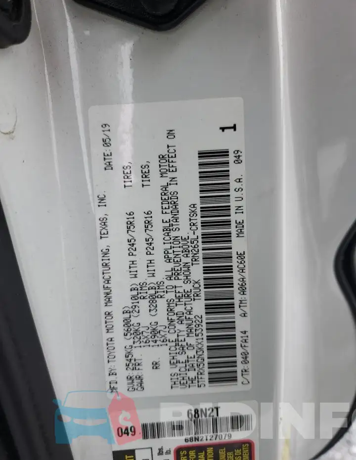 5TFRX5GN3KX153922 Photo# 12