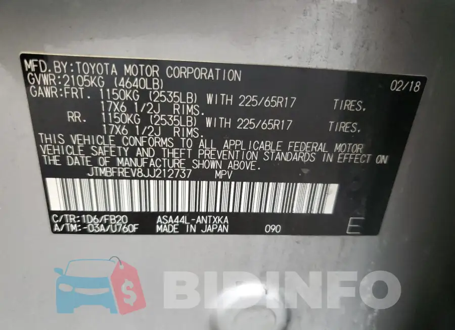 JTMBFREV8JJ212737 Photo# 13