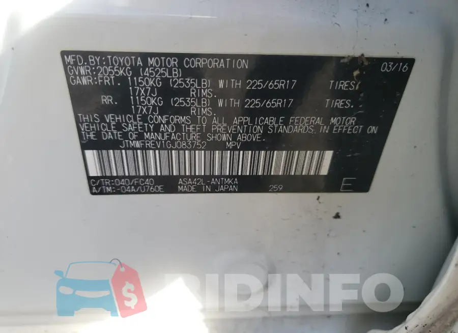 JTMWFREV1GJ083752 Photo# 13