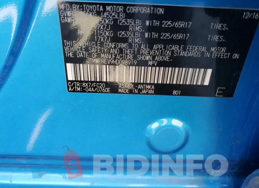 JTMWFREV9HD098919 Photo# 13