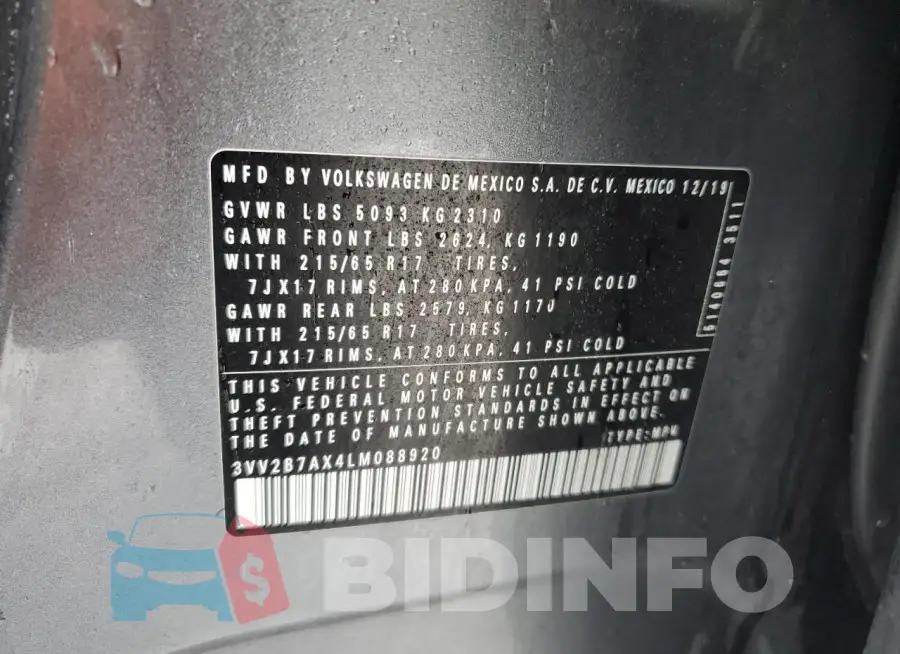 3VV2B7AX4LM088920 Photo# 12