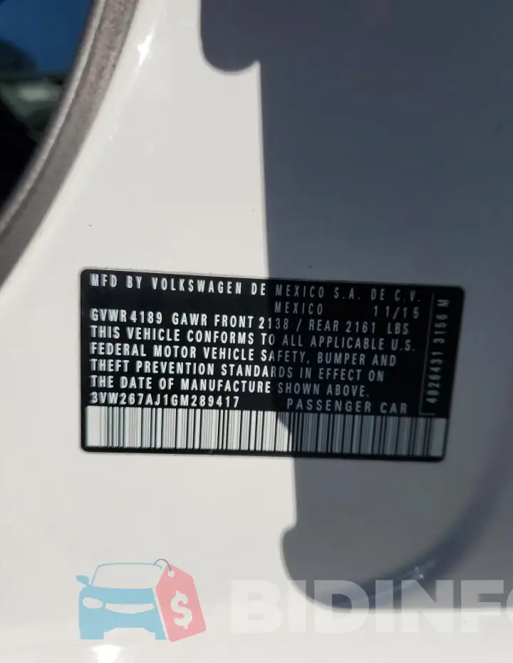 3VW267AJ1GM289417 Photo# 12