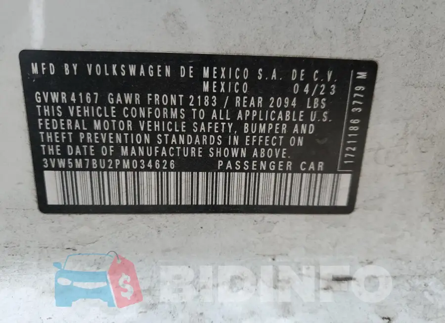 3VW5M7BU2PM034626 Photo# 12