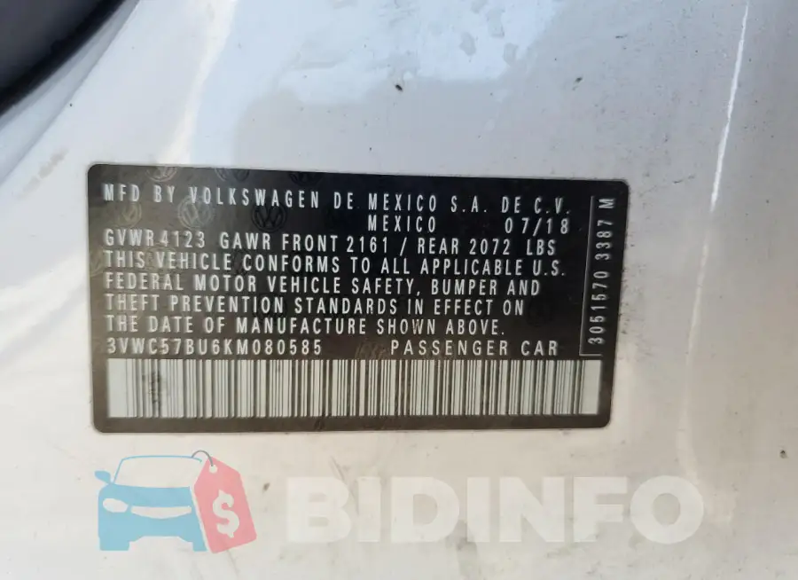3VWC57BU6KM080585 Photo# 13