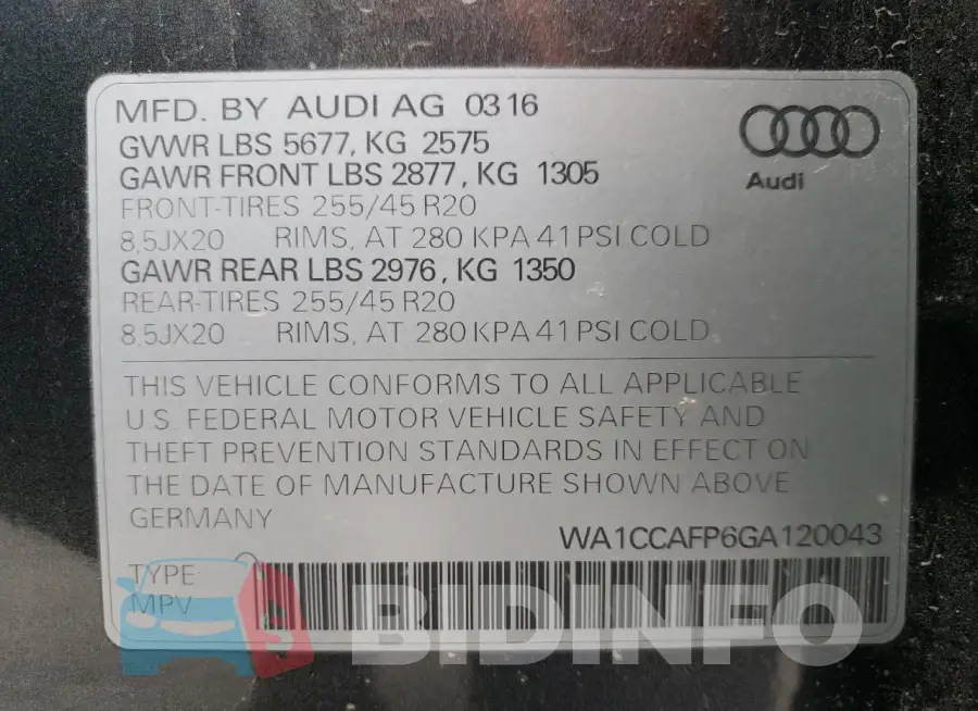 WA1CCAFP6GA120043 Photo# 14