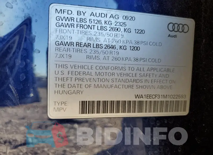 WA1EECF31M1022593 Photo# 13