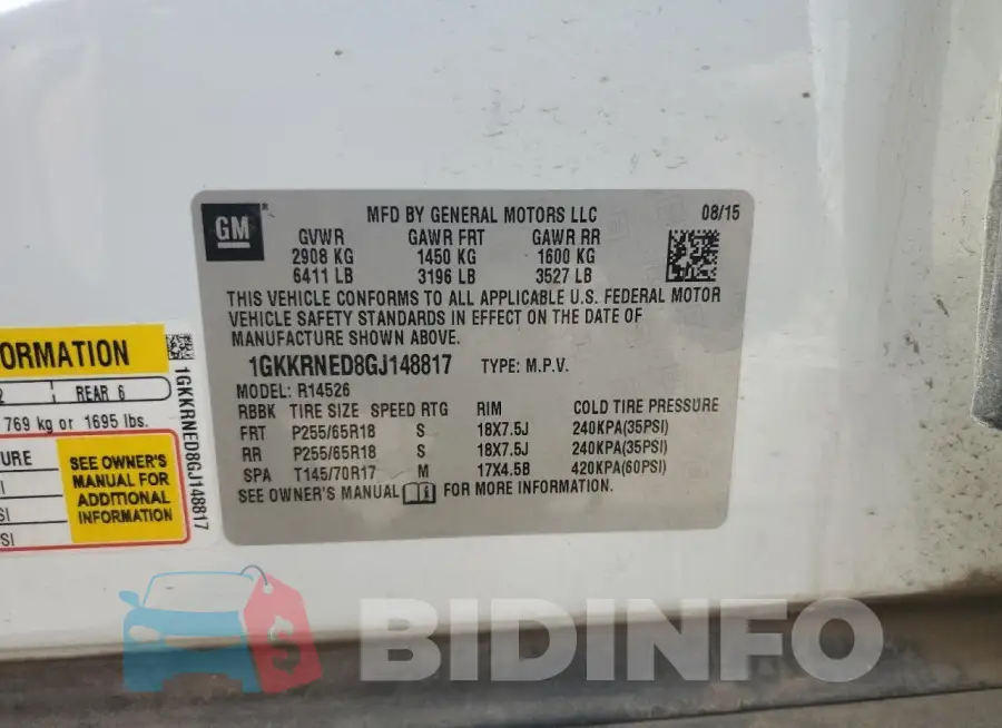 1GKKRNED8GJ148817 Photo# 13