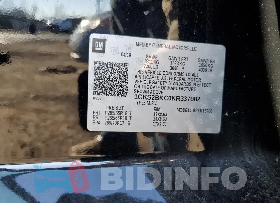 1GKS2BKC0KR337082 Photo# 14