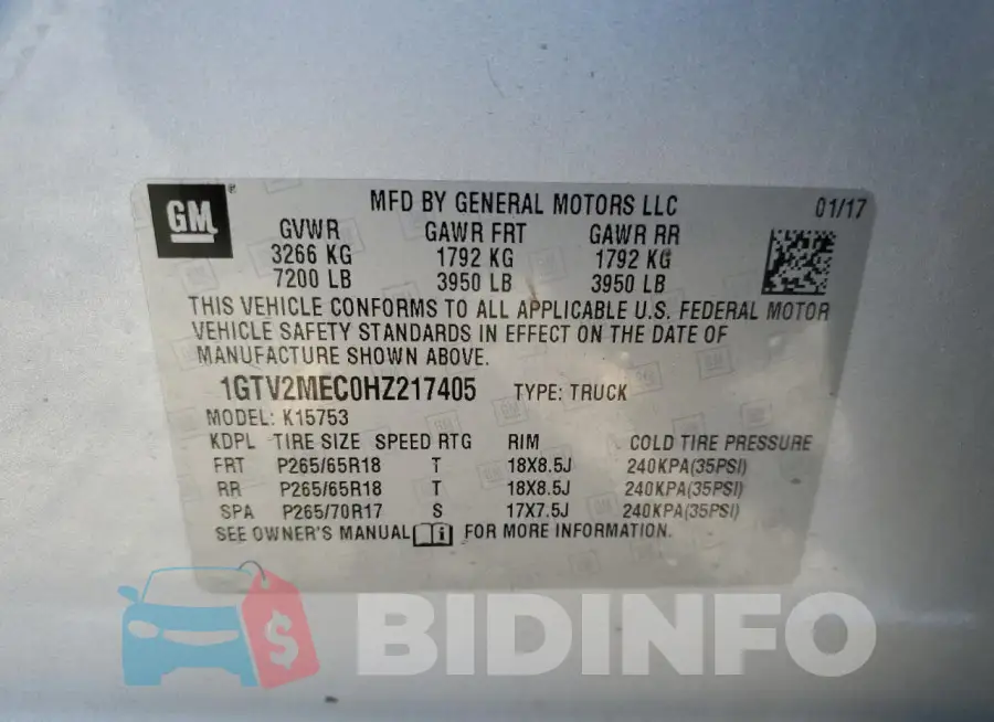 1GTV2MEC0HZ217405 Photo# 12