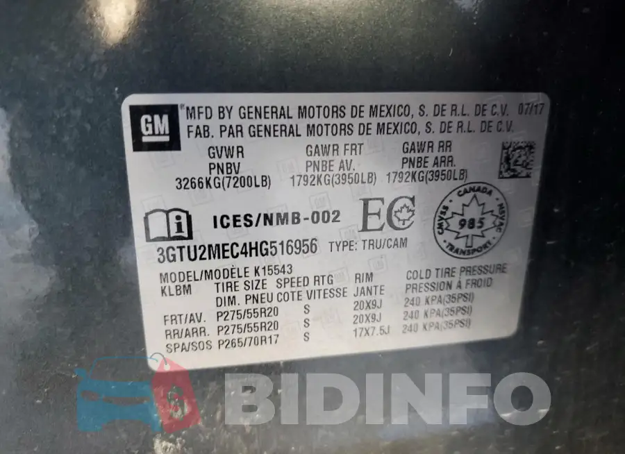 3GTU2MEC4HG516956 Photo# 12