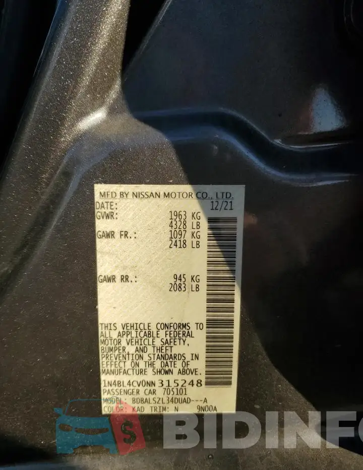 1N4BL4CV0NN315248 Photo# 12