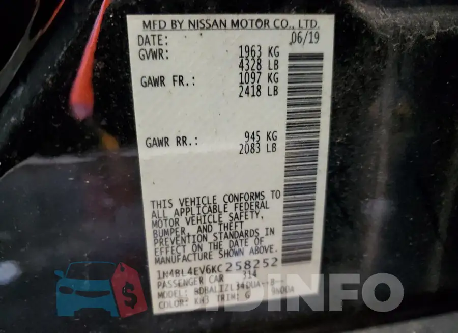 1N4BL4EV6KC258252 Photo# 13
