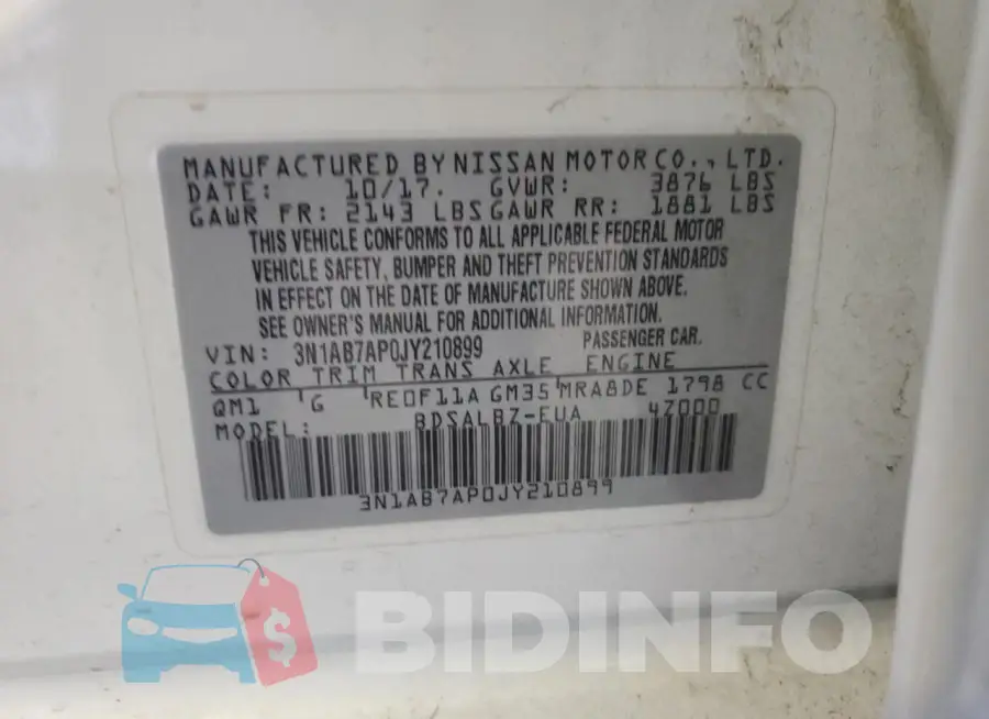 3N1AB7AP0JY210899 Photo# 12