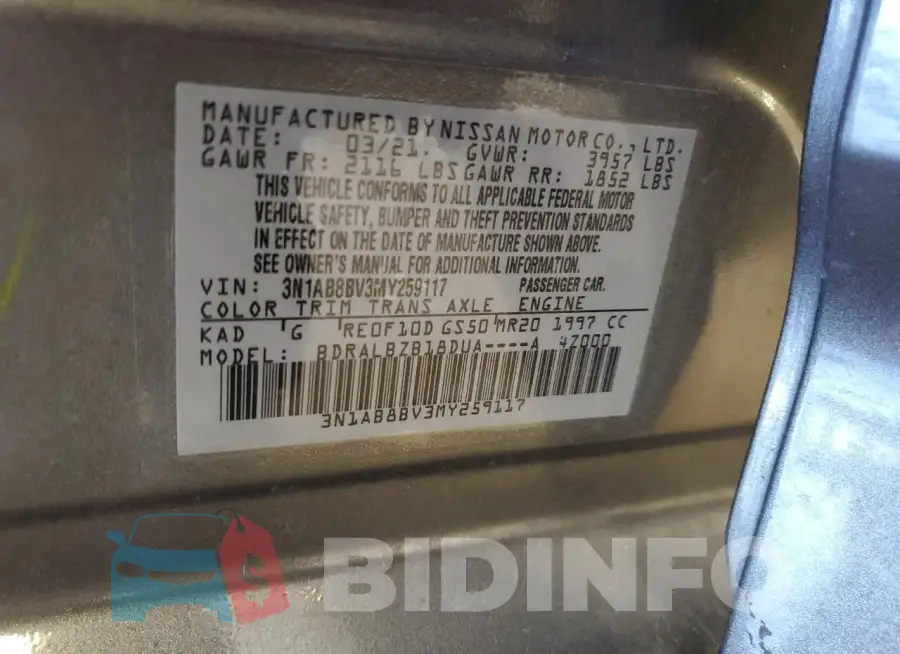 3N1AB8BV3MY259117 Photo# 12