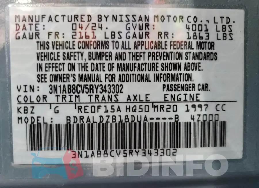 3N1AB8CV5RY343302 Photo# 12