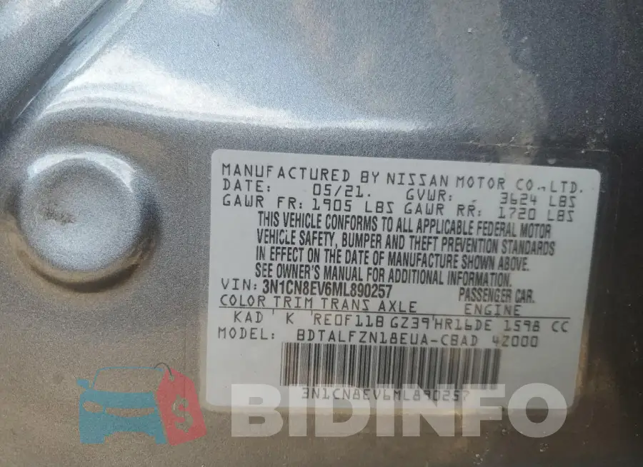 3N1CN8EV6ML890257 Photo# 12